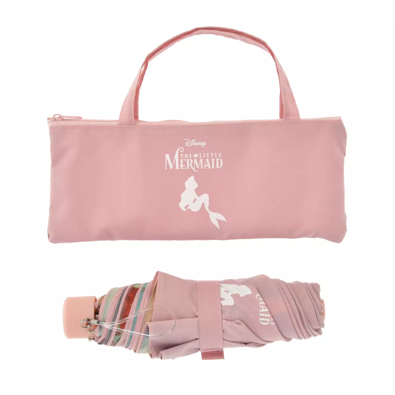 Japan Disney Store - The Little Mermaid - Ariel, Flounder & Sebastian Folding Umbrella - Sun & Rain