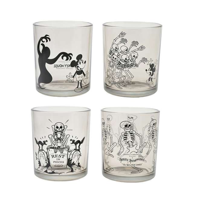 AUG 7 PREORDER - Japan Disney Store - Silly Symphony - The Skeleton Dance - Mickey Mouse Glass Set