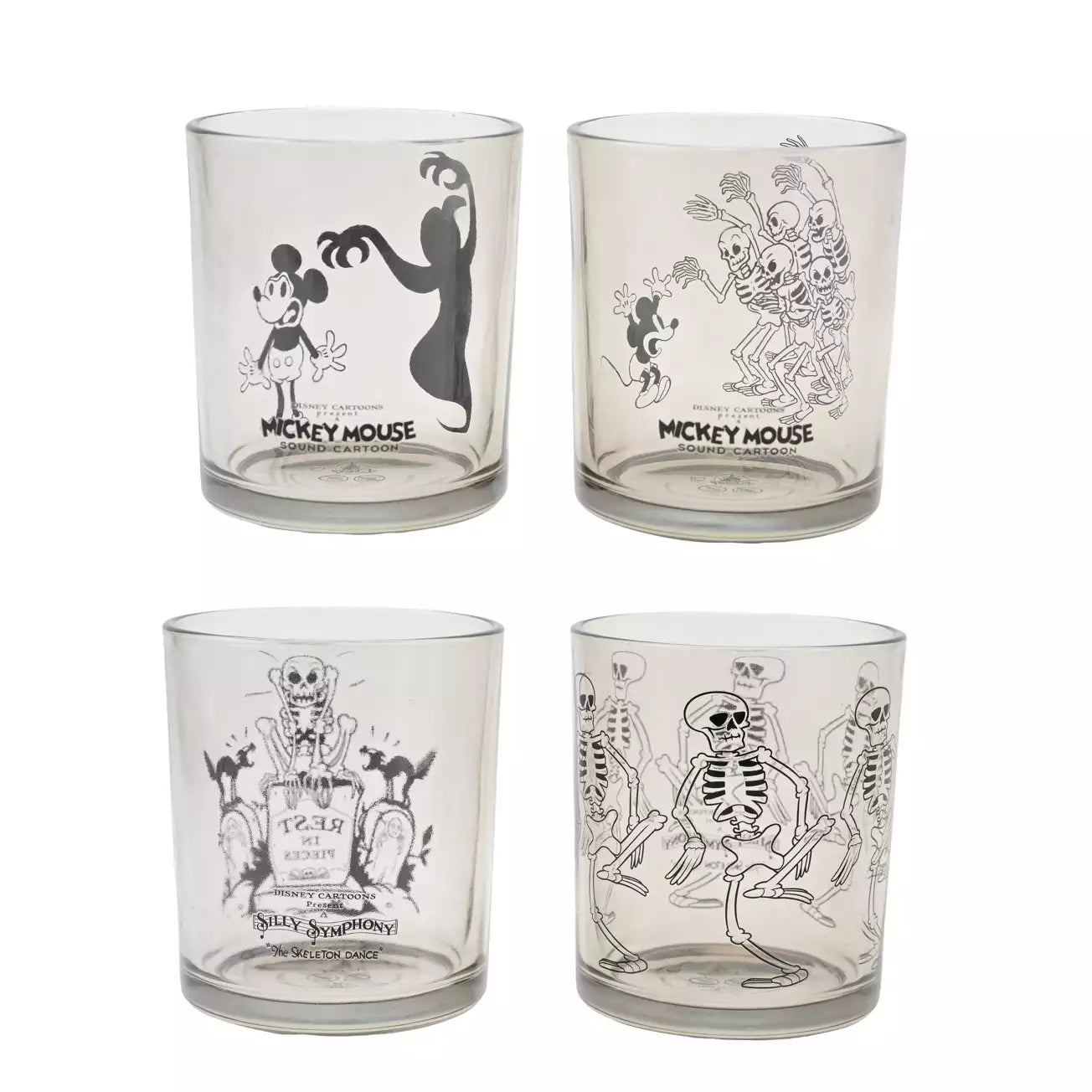 AUG 7 PREORDER - Japan Disney Store - Silly Symphony - The Skeleton Dance - Mickey Mouse Glass Set