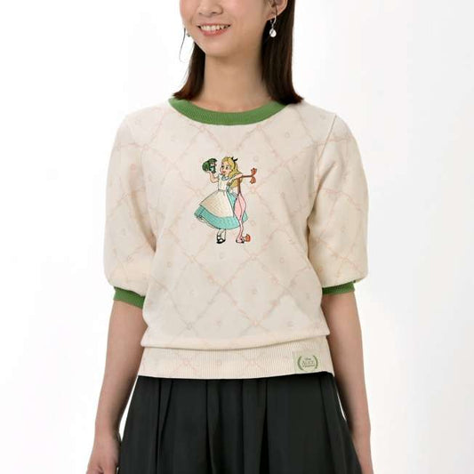 Japan Disney Store - Alice in Wonderland 75th Anniversary - Alice, Flamingo & Hedgehog Short-Sleeved Sweater