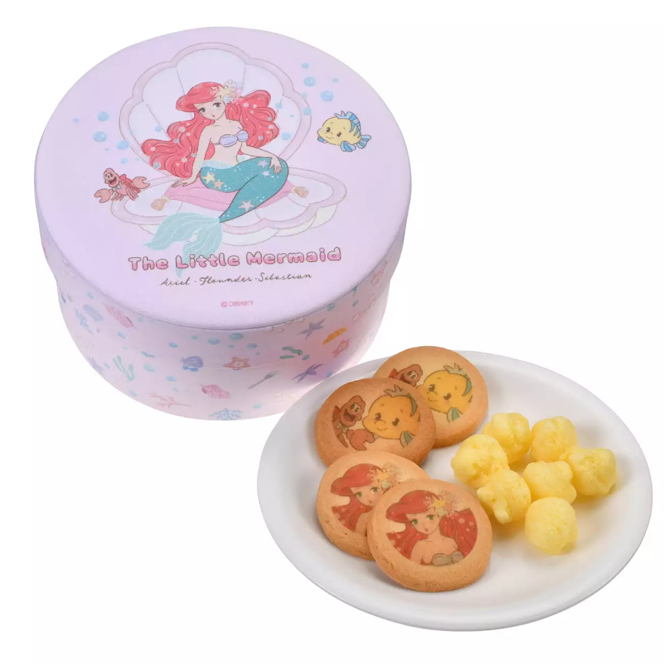 Japan Disney Store - The Little Mermaid - Ariel, Flounder & Sebastian Cookie / Snack Corn Box  (Illustrated by Mikko)