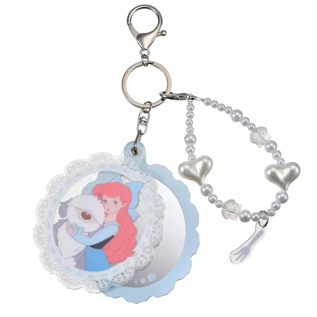 Japan Disney Store - The Little Mermaid - Ariel & Max Keychain with Mirror Charm (Illustrated by Mikko)