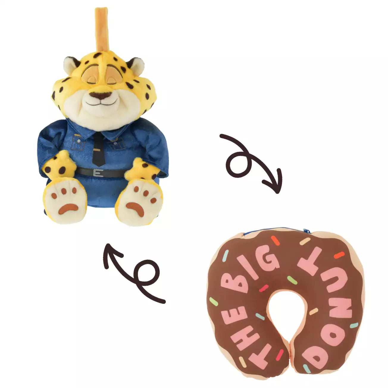 AUG 3 PREORDER - Japan Disney Store - Zootopia Travel - Clawhauser Neck Pillow 2-Way Plush