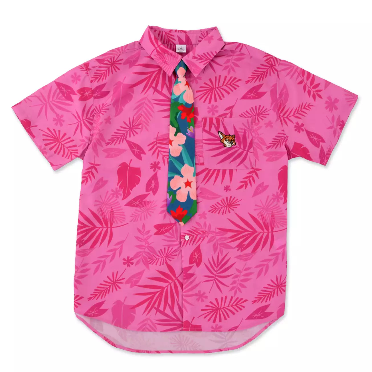 AUG 3 PREORDER - Japan Disney Store - Tropical Zootopia - Nick Wilde Short-Sleeve Shirt with Tie
