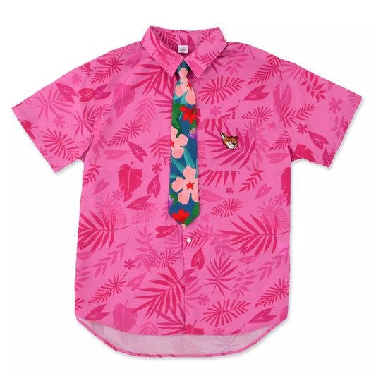 AUG 3 PREORDER - Japan Disney Store - Tropical Zootopia - Nick Wilde Short-Sleeve Shirt with Tie