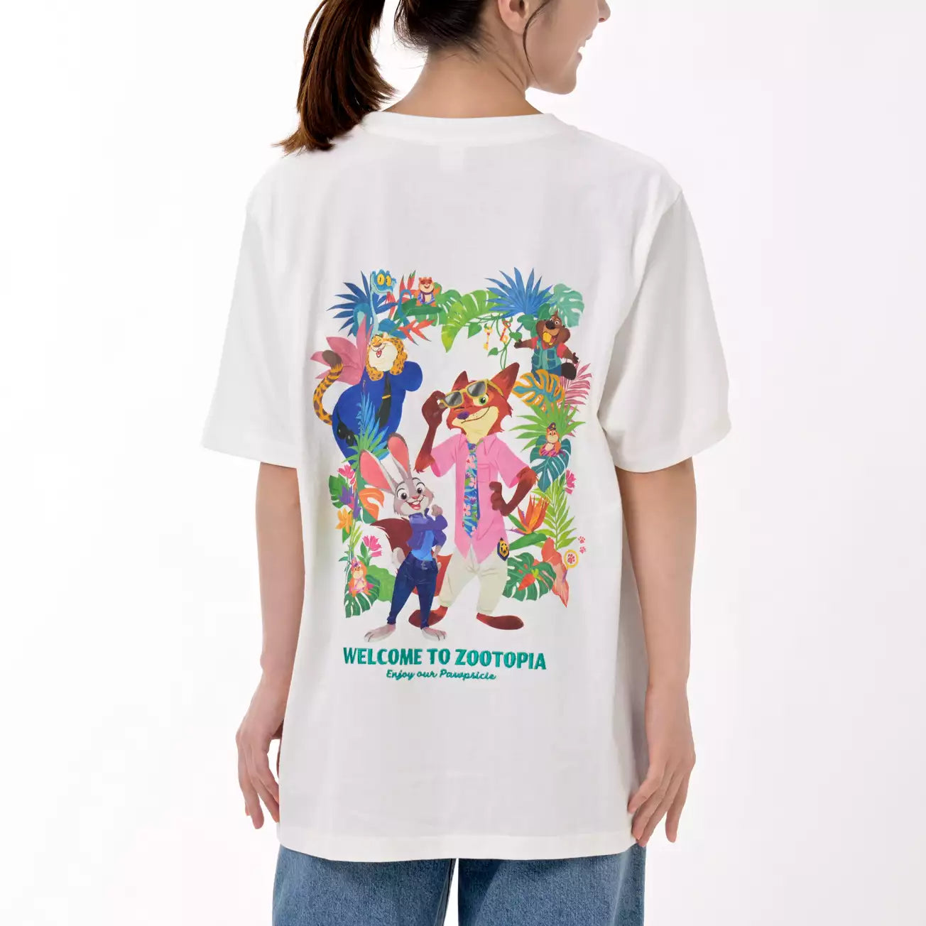 AUG 3 PREORDER - Japan Disney Store - Tropical Zootopia - White Short-Sleeve T-Shirt