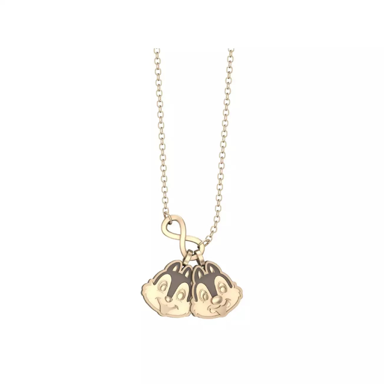 Japan Disney Store - Chip 'n' Dale Collection - [RAVIPA] Chip & Dale - Gold Face Necklace