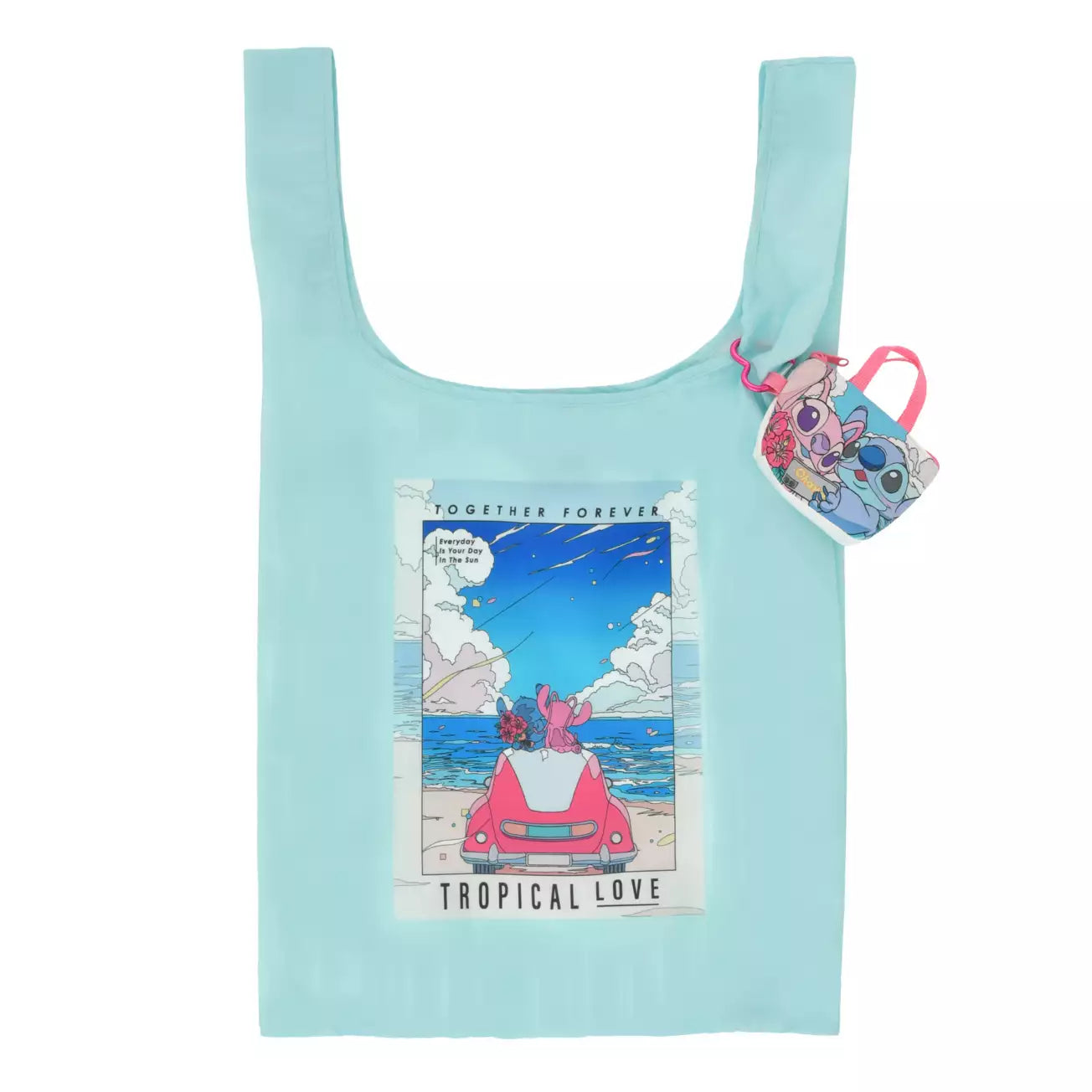 JULY 14 PREORDER - Japan Disney Store - Stitch & Angel Collection - Shopping Bag with Pouch and Carabiner