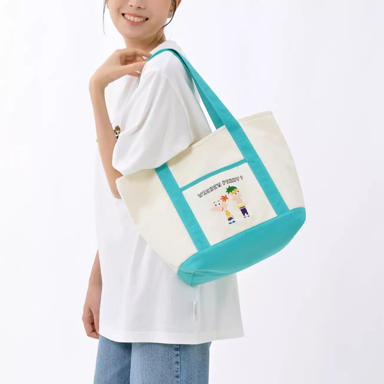 AUG 18 PREORDER - Japan Disney Store - Phineas & Ferb - Embroidered Tote Bag