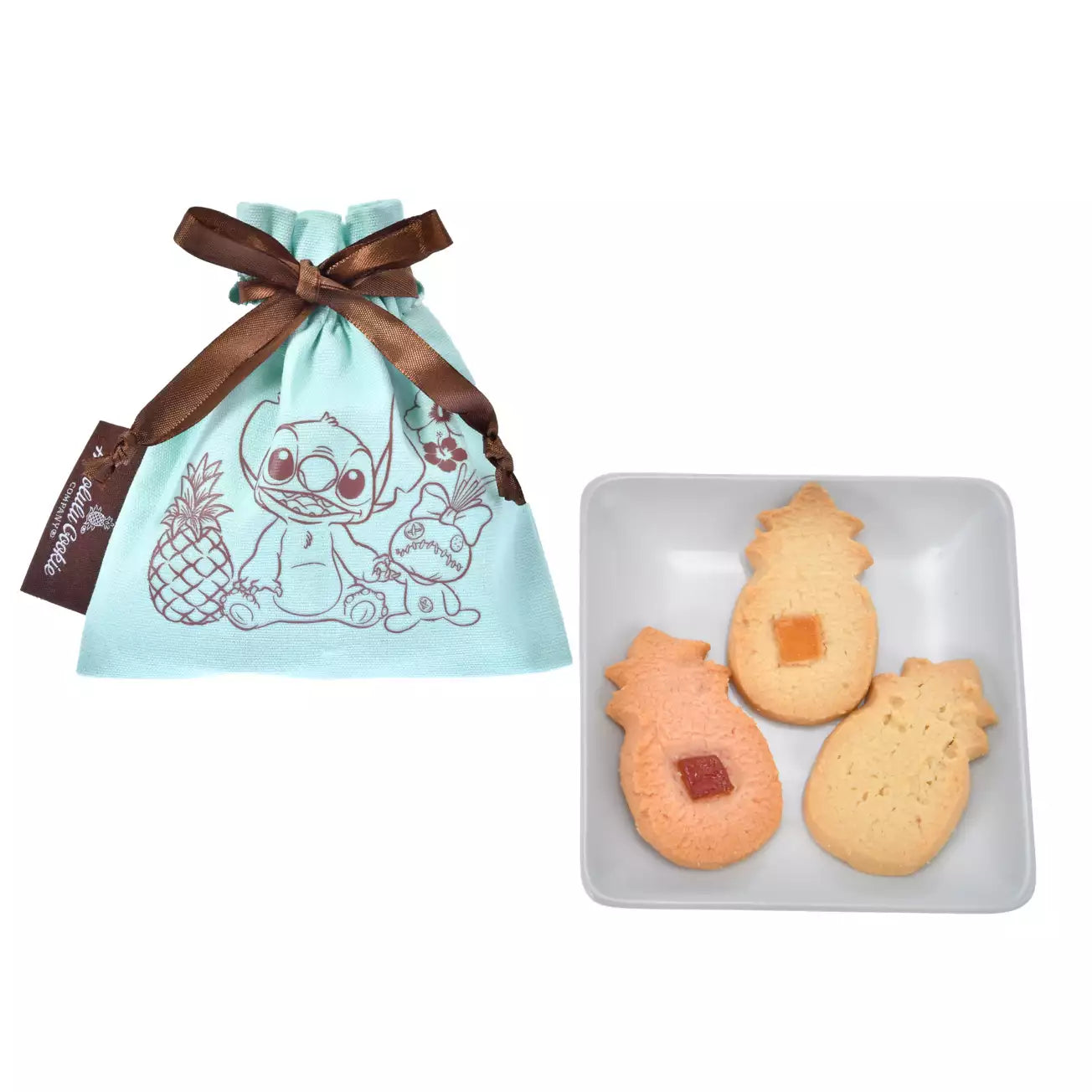 JUNE 9 PREORDER - Japan Disney Store - Honolulu Cookie Company - Stitch & Scrump - CStitch & Scrump Cookies in a Pouch (Pineapple)