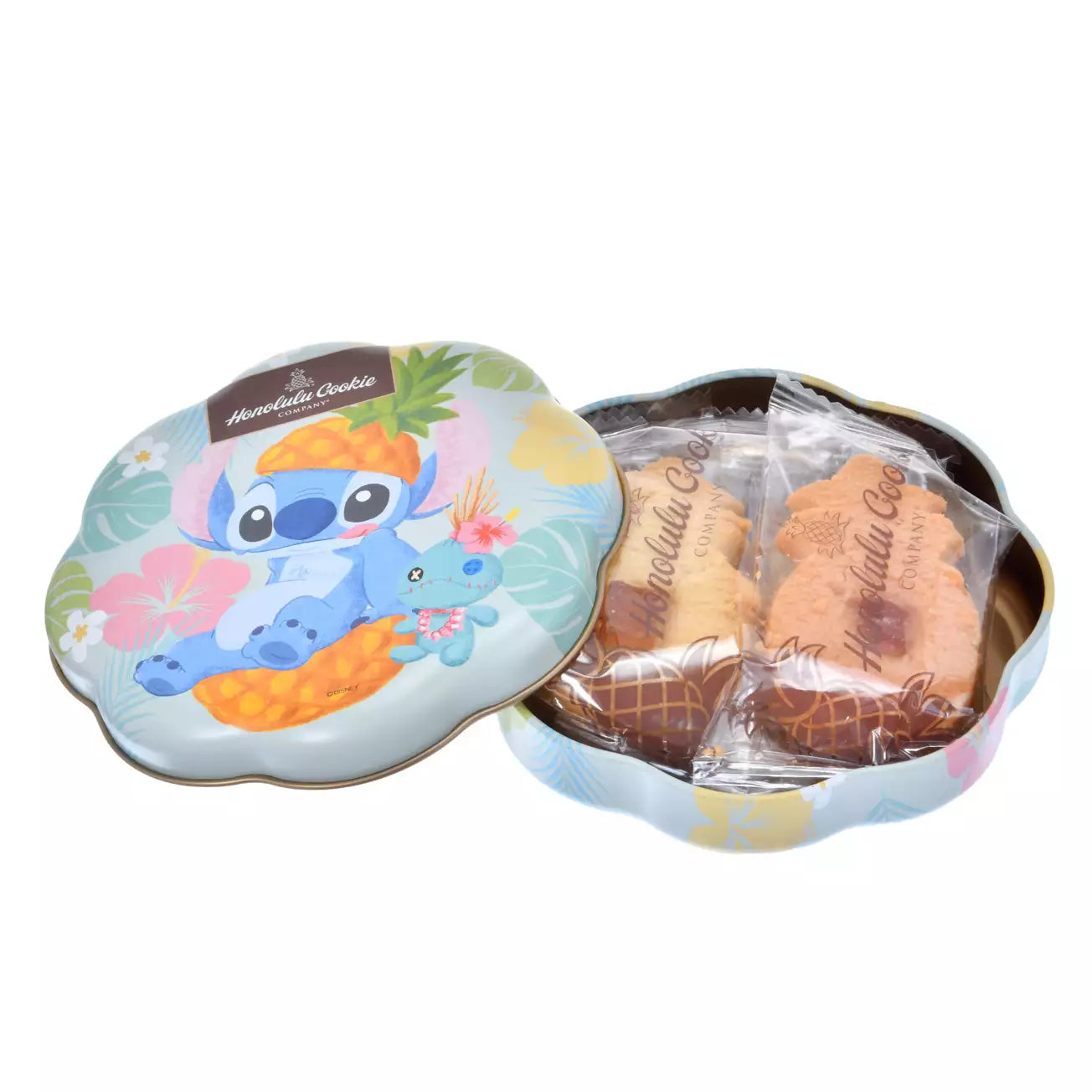 JUNE 9 PREORDER - Japan Disney Store - Honolulu Cookie Company - Stitch & Scrump - CStitch & Scrump Cookies in a Tin (Pineapple)