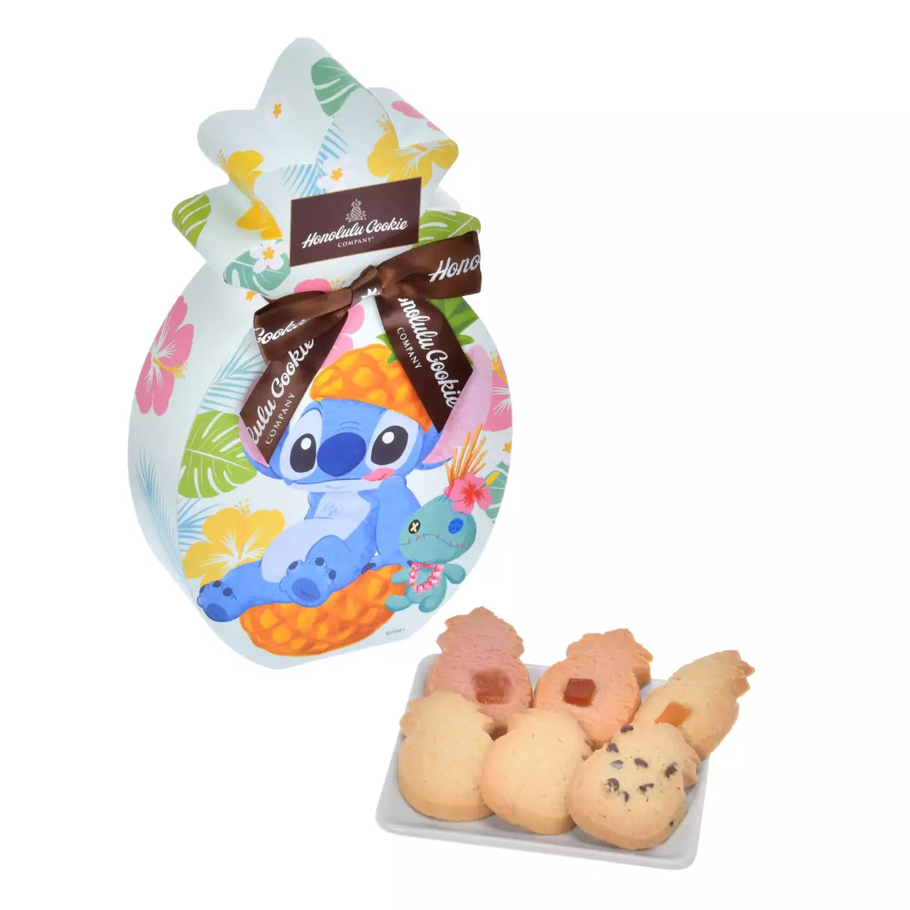 JUNE 9 PREORDER - Japan Disney Store - Honolulu Cookie Company - Stitch & Scrump - Cookies in a Pineapple-Shaped Box
