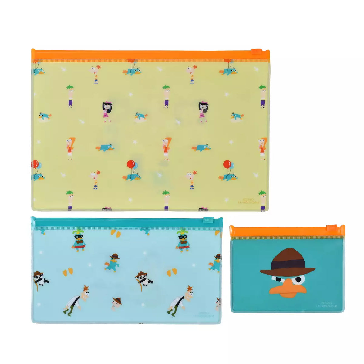 Japan Disney Store - Phineas & Ferb - Flat Pouch Set (3 Sizes)