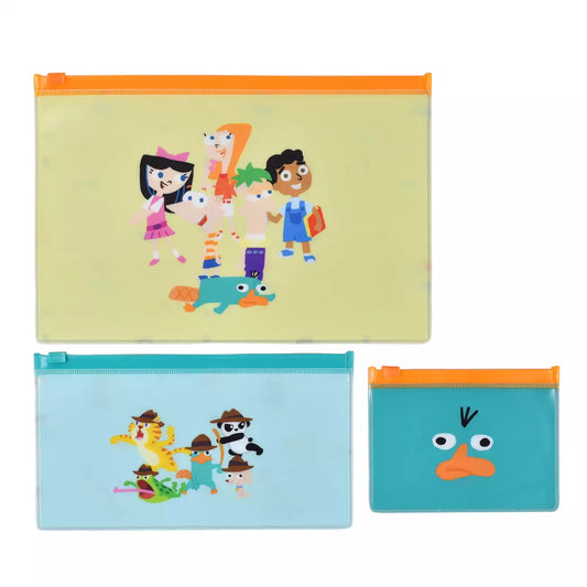 AUG 18 PREORDER - Japan Disney Store - Phineas & Ferb - Flat Pouch Set (3 Sizes)