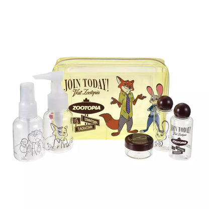 AUG 3 PREORDER - Japan Disney Store - Zootopia Travel - Judy Hopps, Nick Wilde & Clawhauser - Bottle Case Set in Pouch