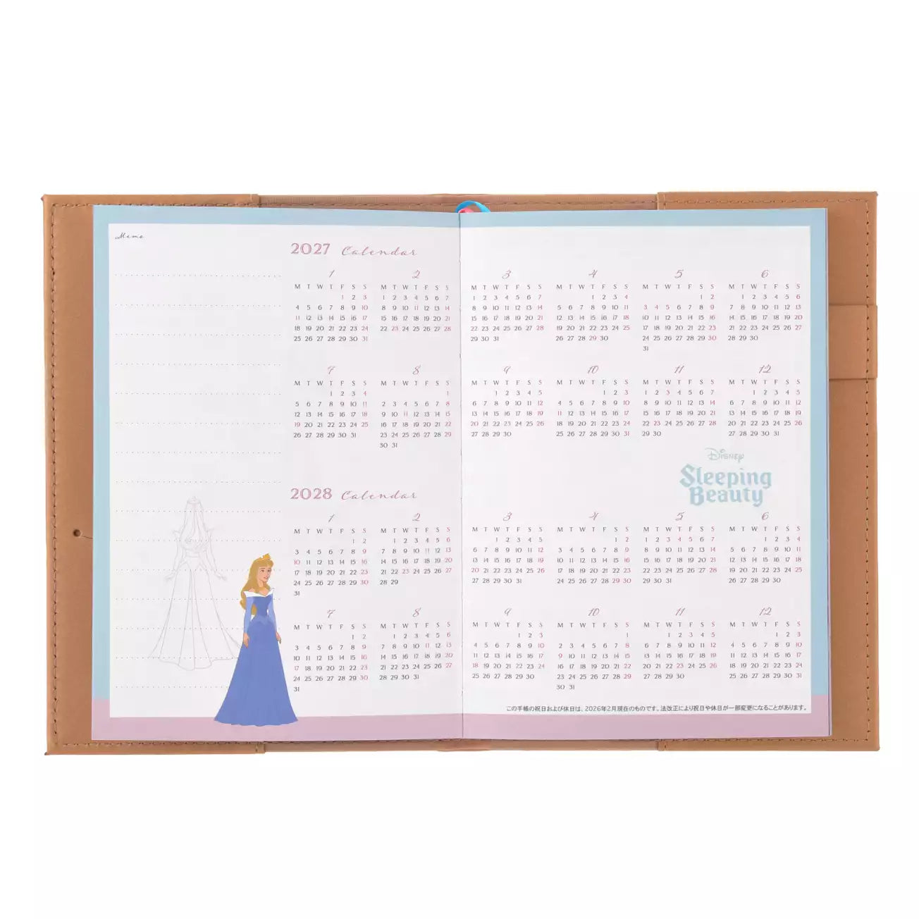 AUG 4 PREORDER - Japan Disney Store - Sleeping Beauty Calendar & Organizer 2027 - Embossed Storybook Design