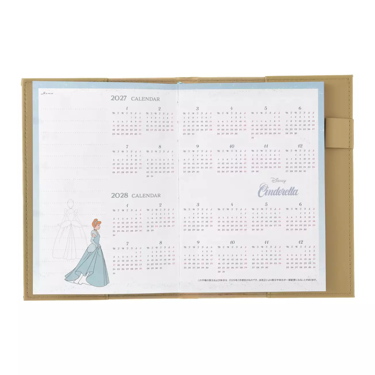 AUG 4 PREORDER - Japan Disney Store - Cinderella Calendar & Organizer 2027 - Embossed Storybook Design