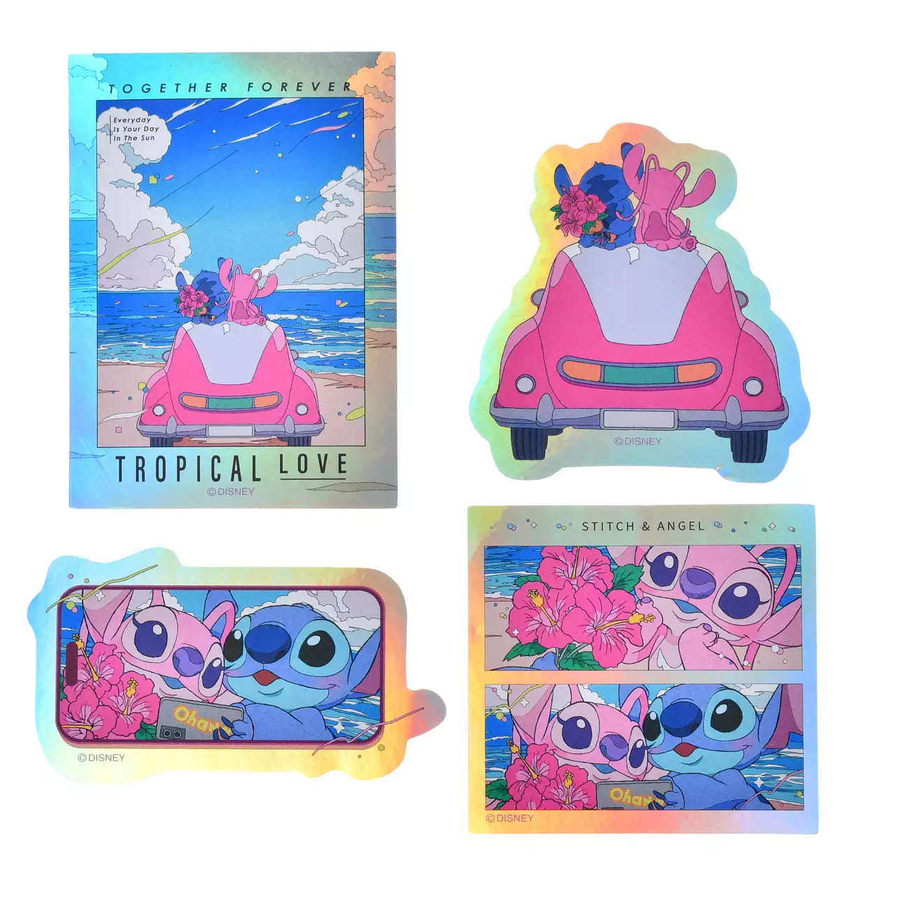 JULY 14 PREORDER - Japan Disney Store - Stitch & Angel Collection - Holographic Stickers