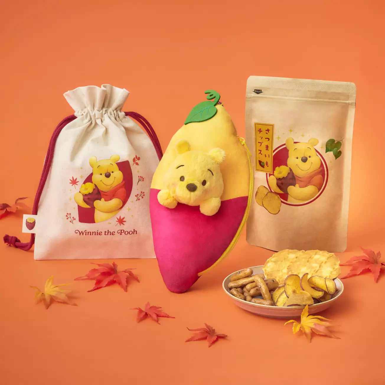 AUG 25 PREORDER - Japan Disney Store - Winnie the Pooh - Karinto Snack - Sweet Potato Plush Pouch with Carabiner