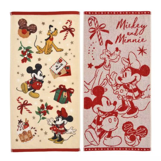 NOV 2 PREORDER - Japan Disney Store - Christmas 2026 - Mickey, Minnie & Pluto Face Towel Set