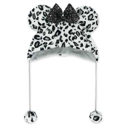 16 OCT PREORDER - Tokyo Disney Resort - Leopard Print - Black & White - Minnie Ears Fan Cap - Adult Size