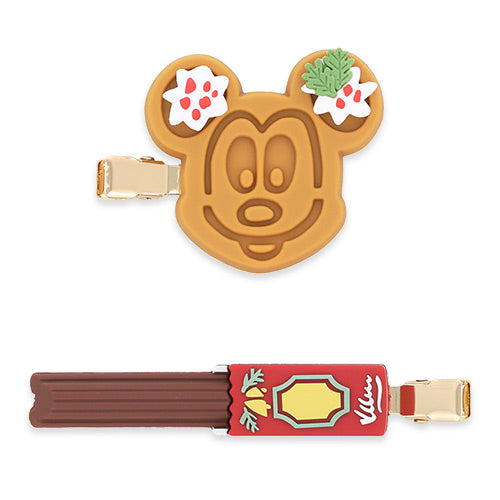 MID NOV PREORDER - Tokyo Disney Resort - Christmas 2025 - Mickey Waffle & Churro - Hair Clip Set