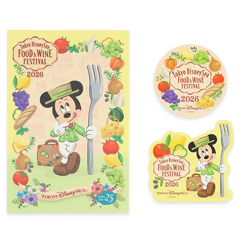 APRIL 8 PREORDER - Disneysea Limited - Food & Wine Festival - Mickey Mouse - Postcard & Sticker Set