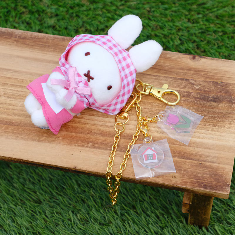 Miffy Japan - Little Thank You Plush Mascot Keychain - Hood Tulip Pink
