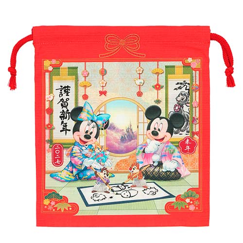 DEC 1 RELEASE - Tokyo Disney Resort - New Years 2027 - Mickey Mouse & Friends - Drawstring Bag