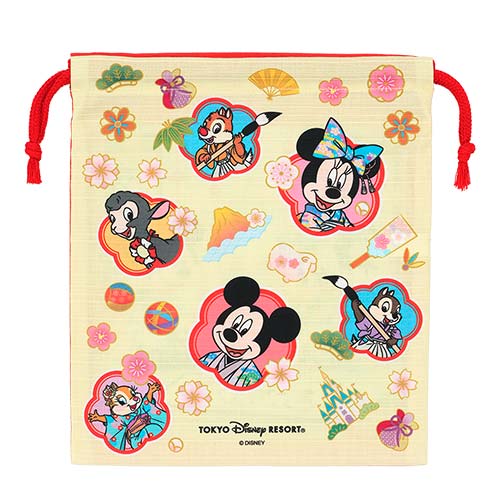 DEC 1 RELEASE - Tokyo Disney Resort - New Years 2027 - Mickey Mouse & Friends - Drawstring Bag
