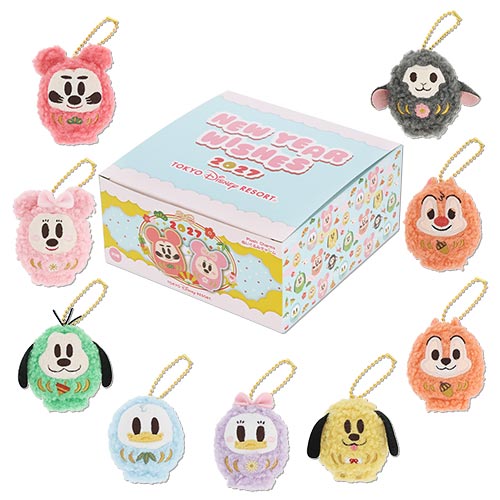DEC 1 RELEASE - Tokyo Disney Resort - New Years 2027 - Mickey Mouse & Friends - Daruma Plush Charm Blind Box (Full Set)