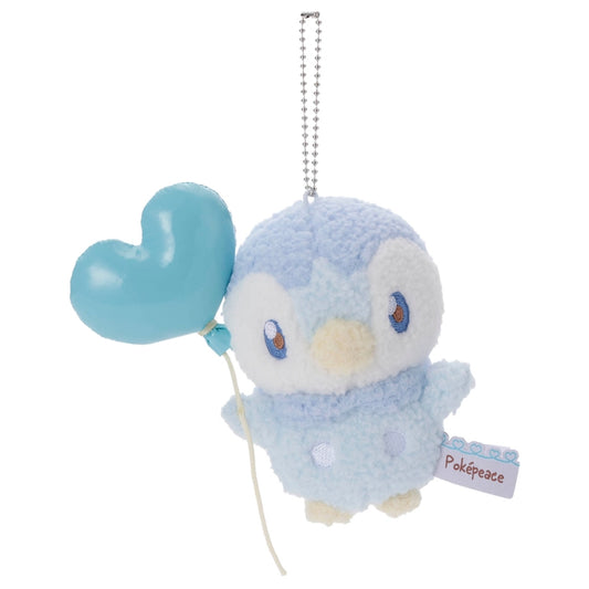 Japan Pokemon Center - PokePeace -  Mellow Heart - Plush Keychain - Piplup