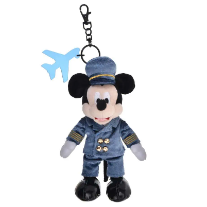 Japan Disney Store - Disney Flagship Tokyo Japan Tour - Haneda Airport Pop Up - Pilot Mickey Mouse - Plush Keychain
