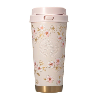 Starbucks Japan - Sakura 2026 - Stainless Steel TO GO Bottle - Pink Beige & Gold - 473ml