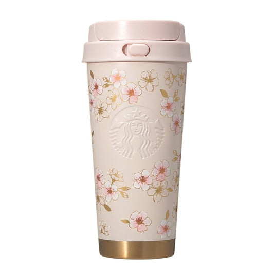 Starbucks Japan - Sakura 2026 - Stainless Steel TO GO Bottle - Pink Beige & Gold - 473ml