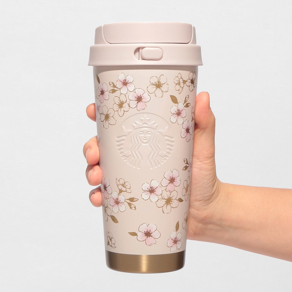 Starbucks Japan - Sakura 2026 - Stainless Steel TO GO Bottle - Pink Beige & Gold - 473ml