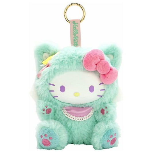 Sanrio Japan - Hello Kitty - Fine Face Cat - Plush Mascot Keychain (Mint)