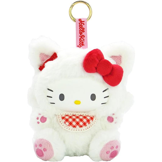 Sanrio Japan - Hello Kitty - Fine Face Cat - Plush Mascot Keychain (White)
