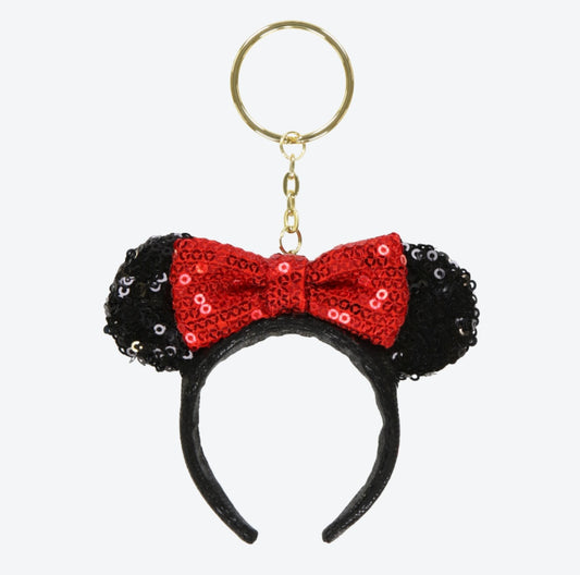Tokyo Disney Resort - Minnie Ears - Red x Black Sequins - Ears Keychain