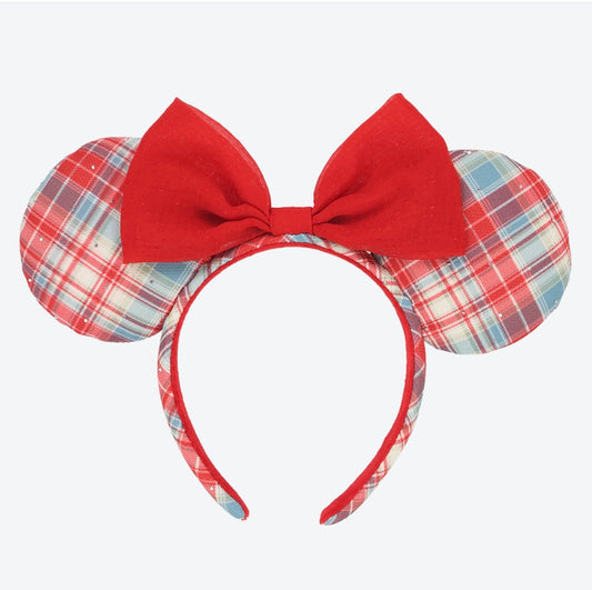 Tokyo Disney Resort - Red & Blue - Plaid Minnie Ears