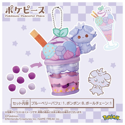 Japan Pokemon Center - PokePeace - Espurr - Blueberry Parfait - Plush Charm