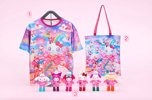 Sanrio Japan - Harajuku Flagship Store - Plush Mascot Keychains, T-Shirt & Tote Bag