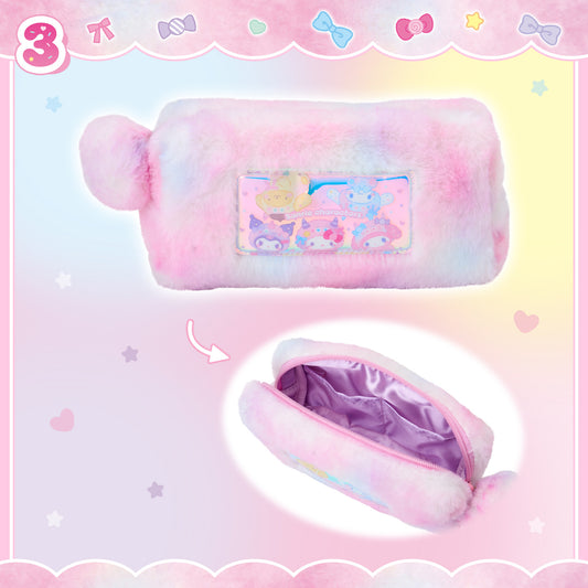 APRIL 22 PREORDER - Sanrio Japan - Colorful Pop Monster Design Series - Aurora Fur Pouch