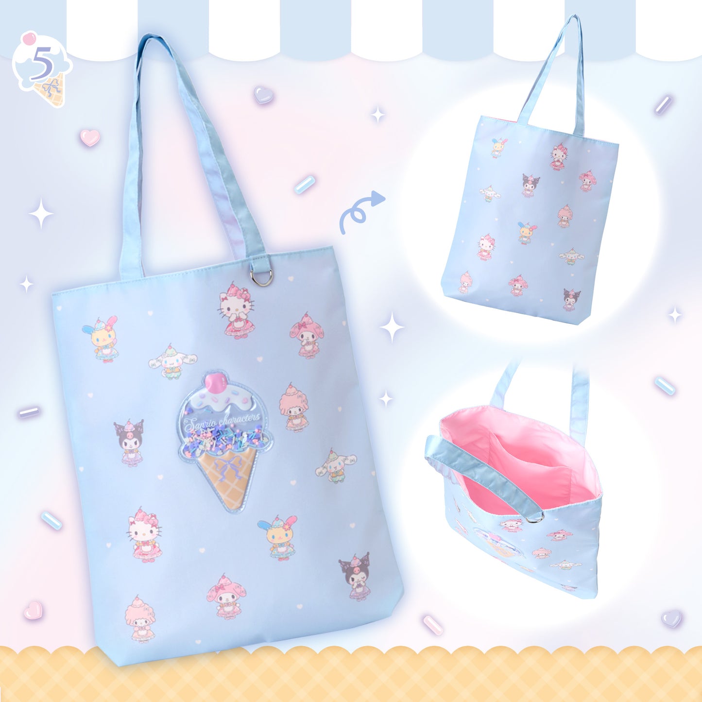 JUNE 3 PREORDER - Sanrio Japan - Dreamy Ice Cream Parlor - Tote Bag