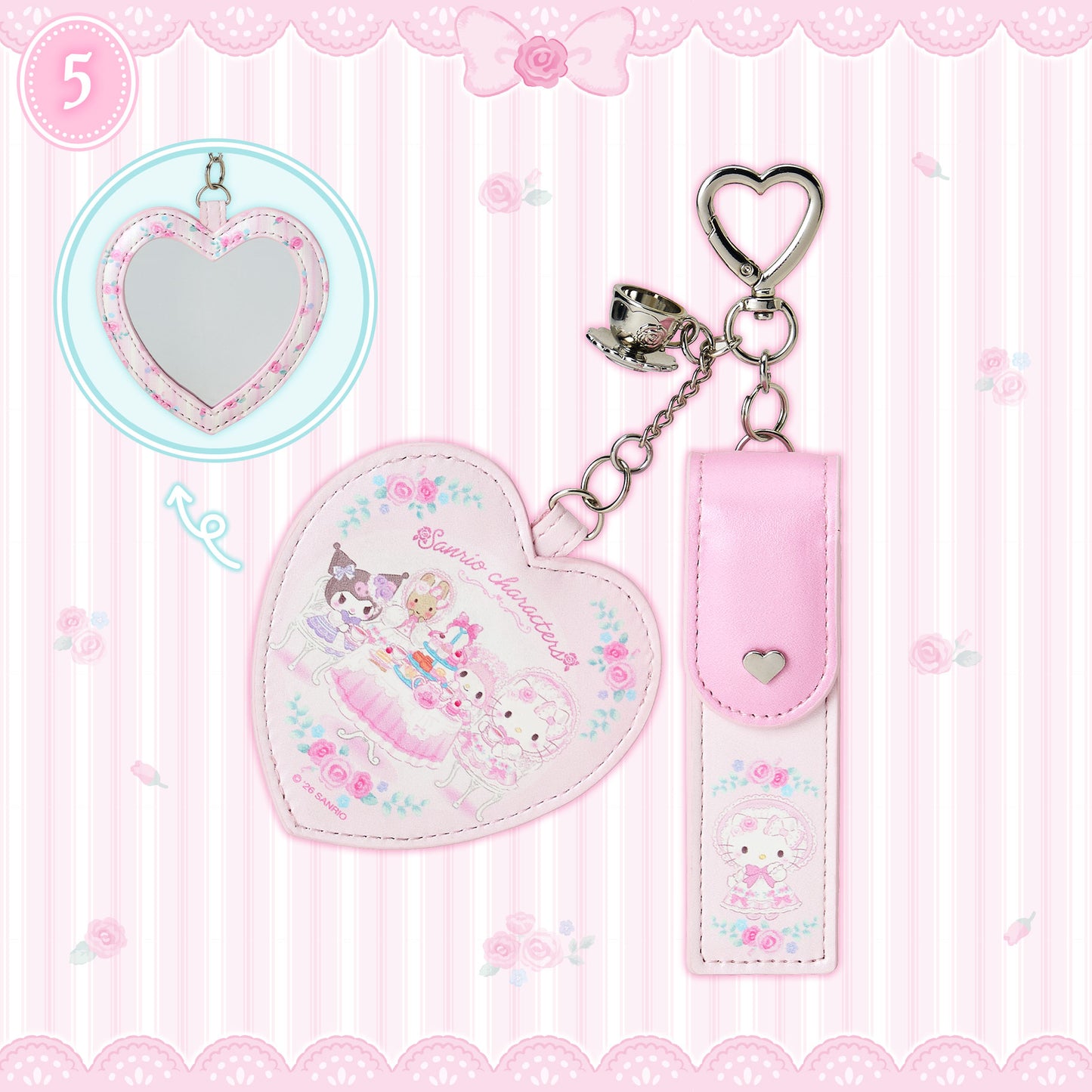 SEPT 3 PREORDER - Sanrio Japan - Fairytale Party Design - Lip Case & Mirror Keychain