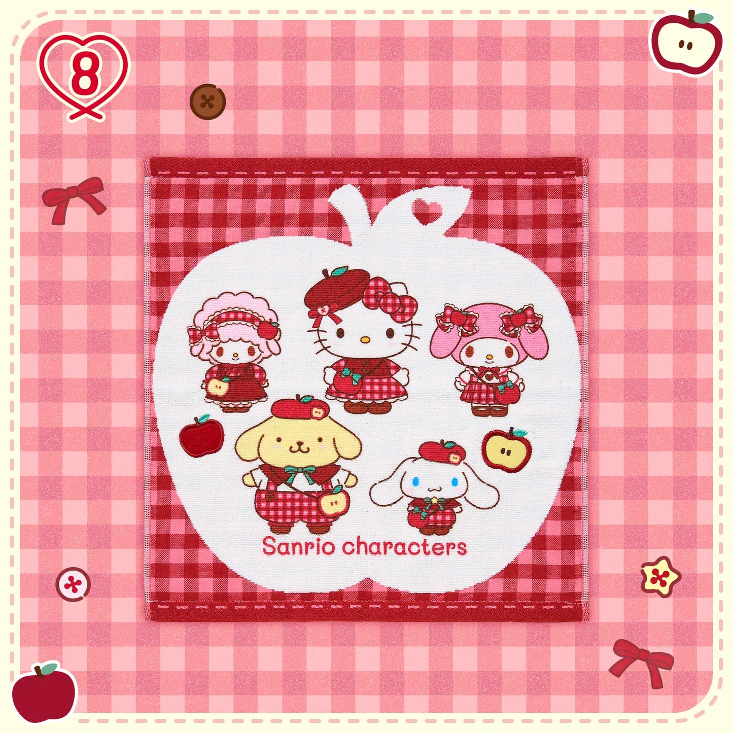 SEPT 9 PREORDER - Sanrio Japan - Autumn Apple Design - Hand Towel