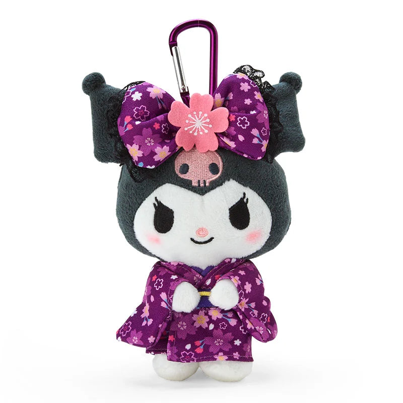 Sanrio Japan - Kuromi - Plush Mascot Keychain / Eco Bag  (Cherry Blossom Kimono)