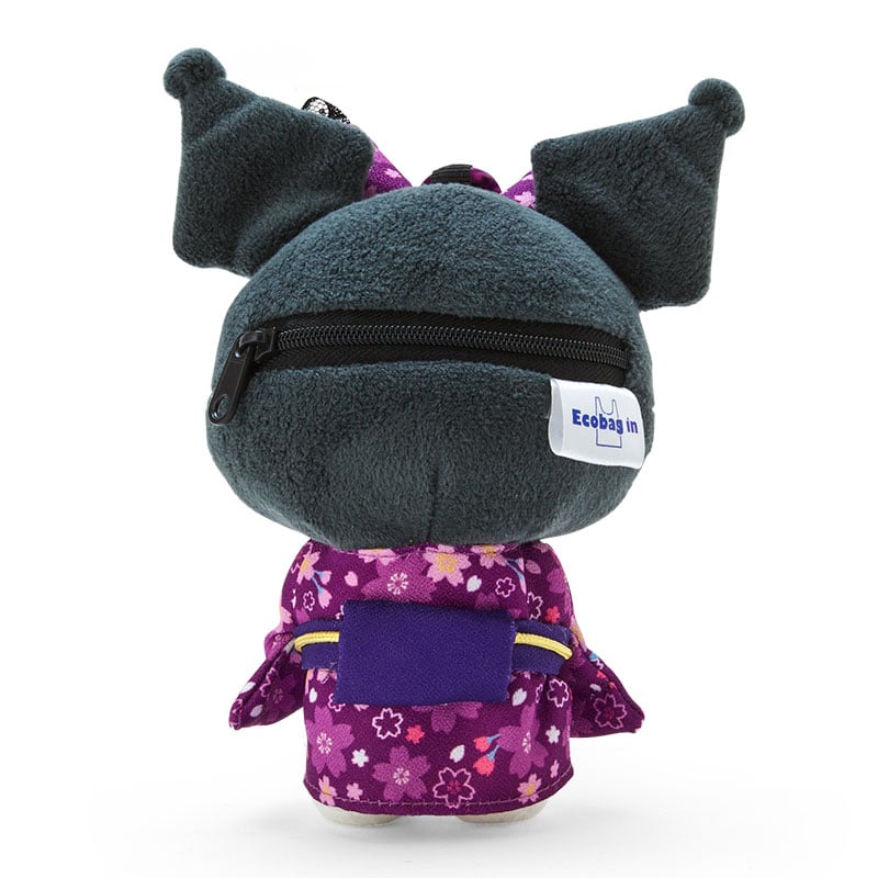 Sanrio Japan - Kuromi - Plush Mascot Keychain / Eco Bag  (Cherry Blossom Kimono)