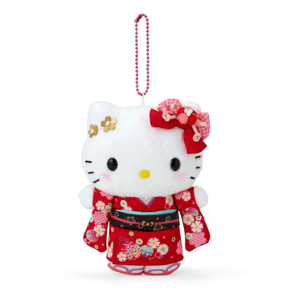 Sanrio Japan - Hello Kitty - Plush Mascot Keychain - (red kimono)