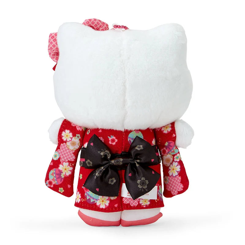 Sanrio Japan - Hello Kitty - Plush Mascot Keychain - (red kimono)